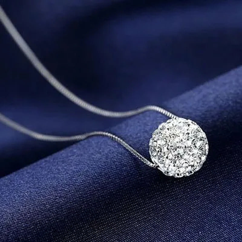 2021 New Womens Fashion 925 Sterling Silver Ball Pendant Crysta Diamond Choker N