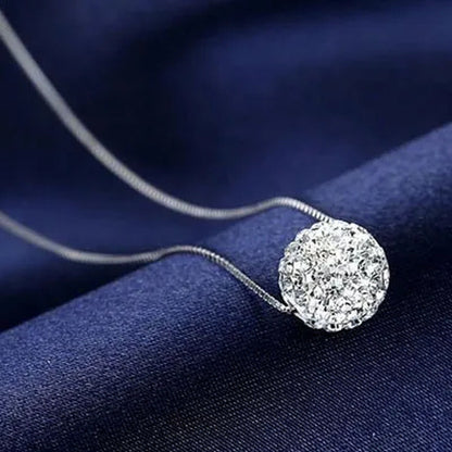 2021 New Womens Fashion 925 Sterling Silver Ball Pendant Crysta Diamond Choker N