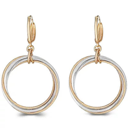 14K Two-Tone Textured Multi Circle Earrings