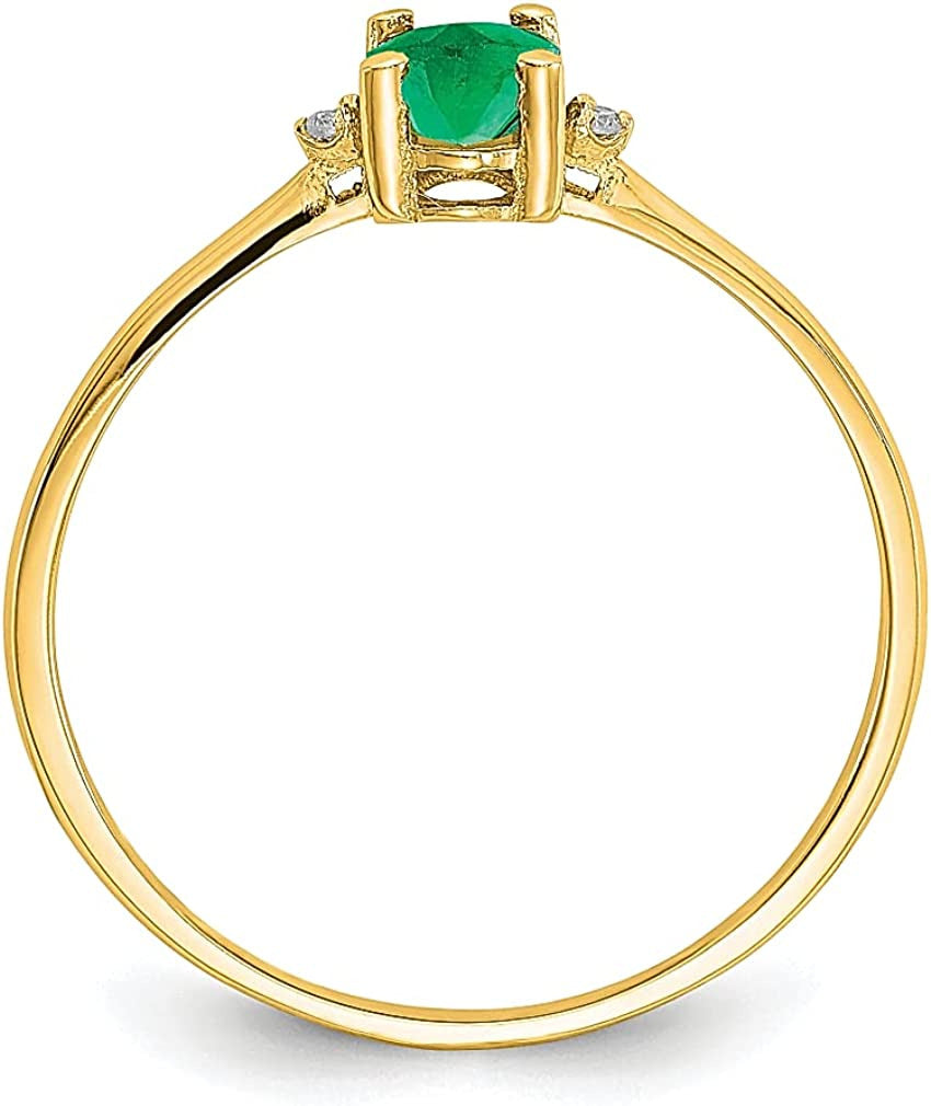 14K Yellow Gold Diamond Green Emerald Birthstone Band Ring Size 6.00 Stone May F