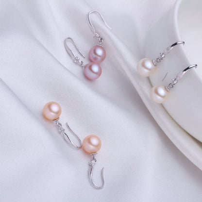 S925 Silver and Blue Jewelry Freshwater Pearl Stud Earrings, the Strong Light Ls