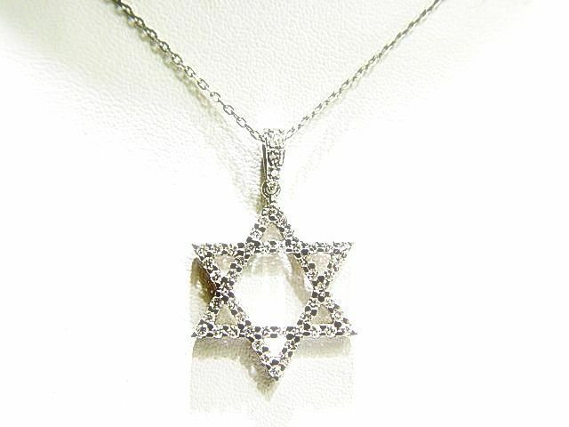 DIAMOND ROUND BRILLIANT SHAPE JEWISH STAR DIAMOND PENDANT