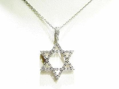 DIAMOND ROUND BRILLIANT SHAPE JEWISH STAR DIAMOND PENDANT