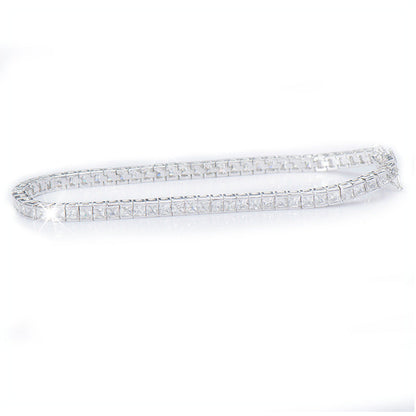 Sterling Silver Bracelet with Square Diamonds and Electroplated Real Gold