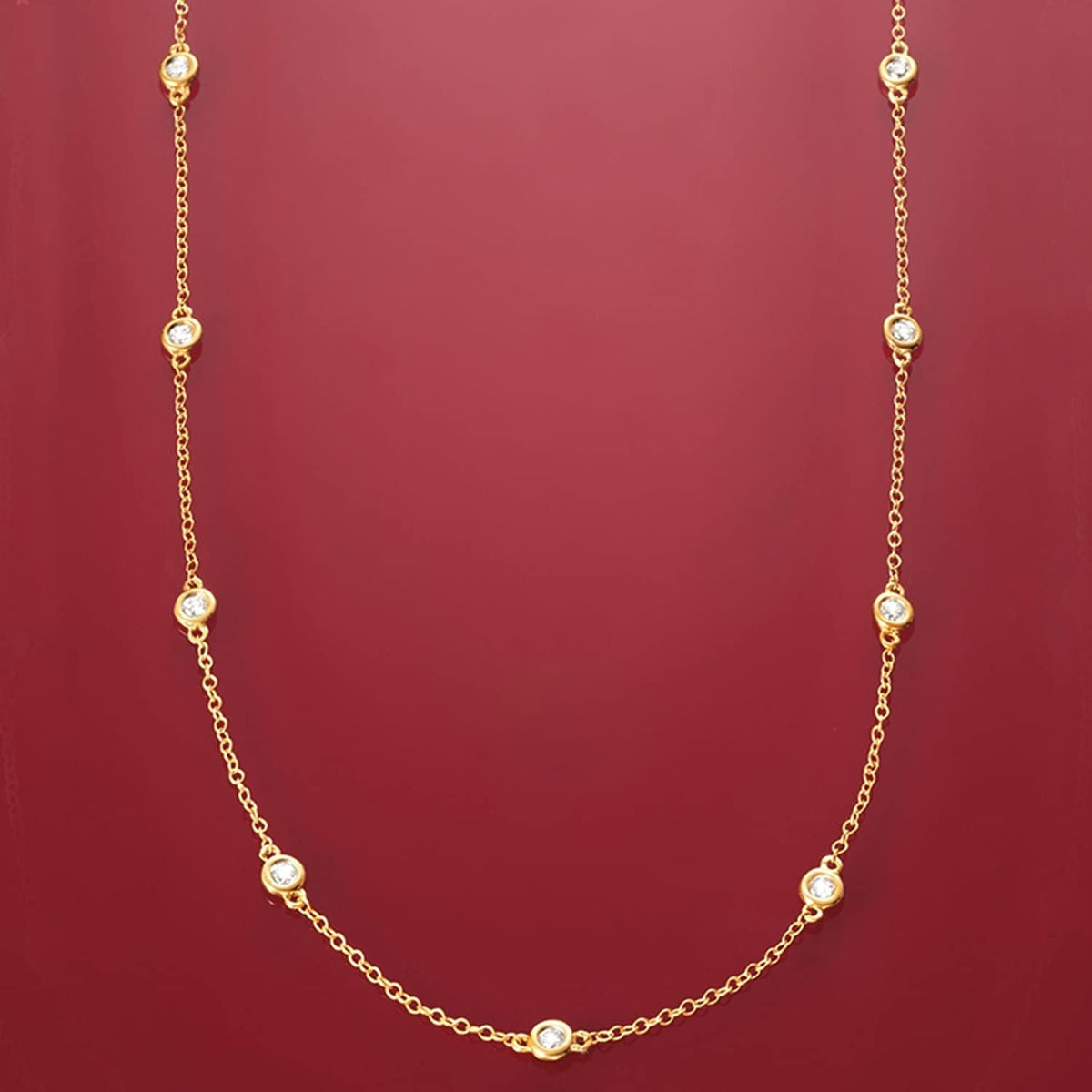 RS Pure by  Diamond Station Necklace in 14Kt Gold
