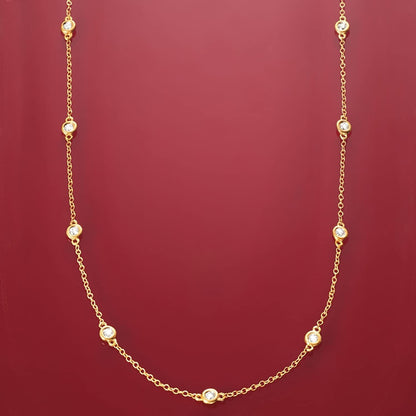 RS Pure by  Diamond Station Necklace in 14Kt Gold