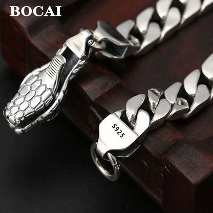 8Mm New S925 Sterling Silver Wrist Chain Jewelry 2022 Trendy Snake Head Buckl