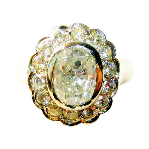 CERTIFIED DIAMOND OVAL SHAPE ROUND BRILLIANT HALO RING
