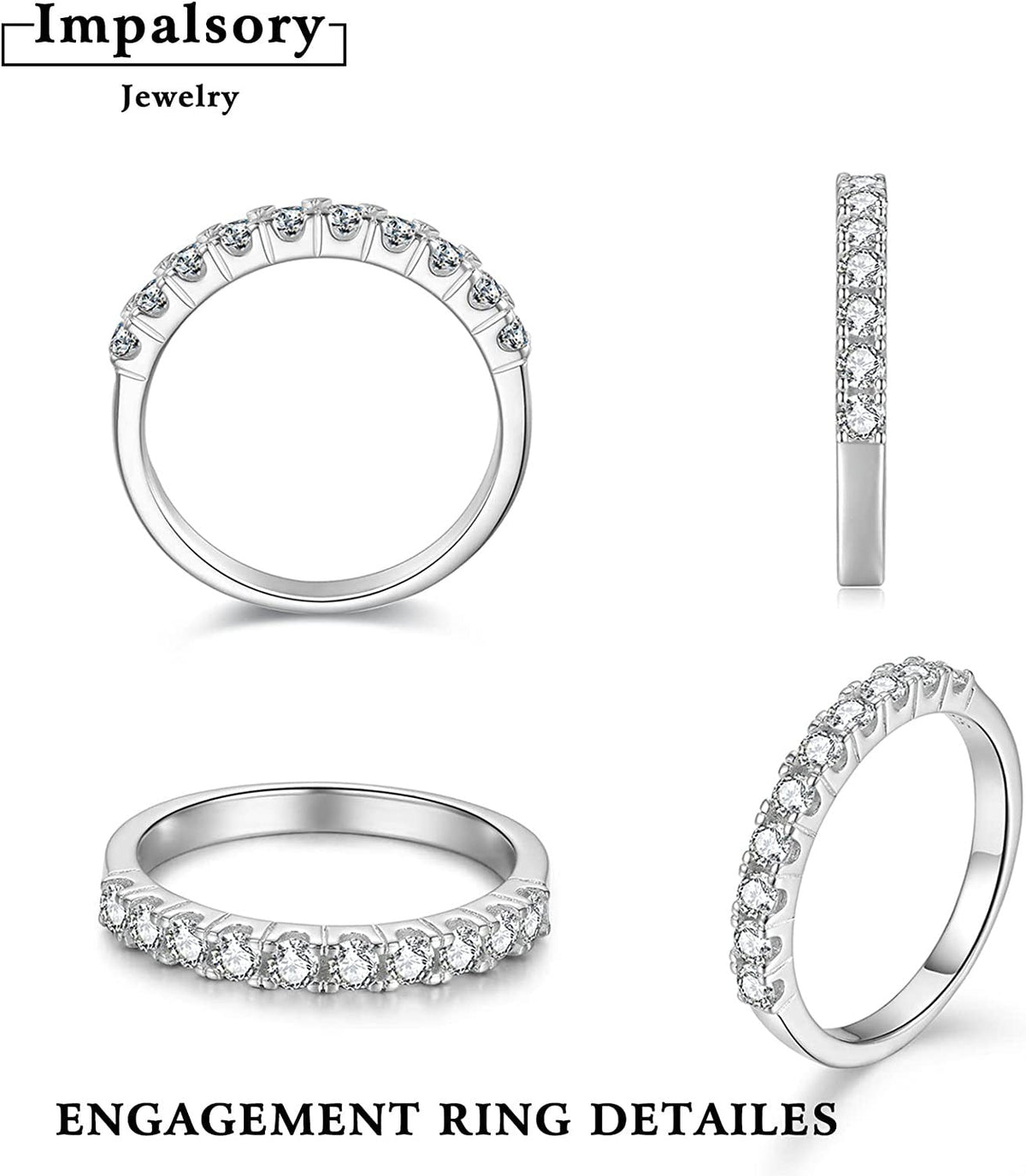 Moissanite Eternity Ring, Wedding Band for Women 0.4Ct Moissanite Lab Created Di