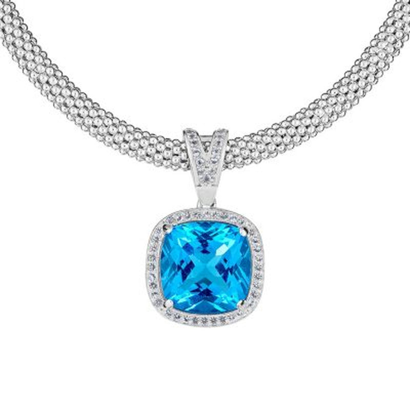 Swiss Blue Topaz and White Topaz Necklace in Italian Sterling Silver
