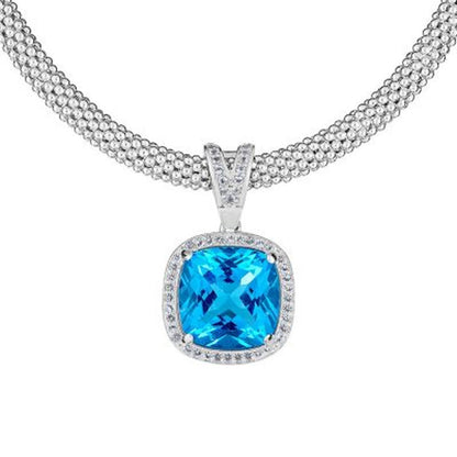 Swiss Blue Topaz and White Topaz Necklace in Italian Sterling Silver