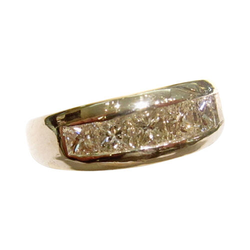 SEVEN DIAMOND CHANNEL SET BAND PRINCESS SHAPE