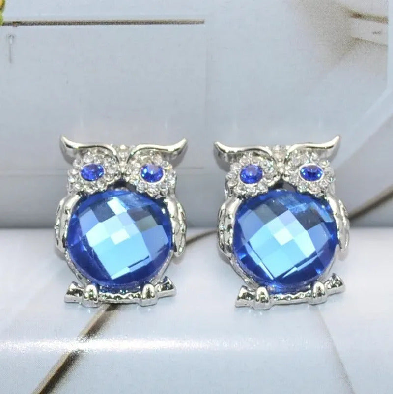 The New Diamond Crystal Animal Stud Earrings Three Color Optional Owl Earrings(4
