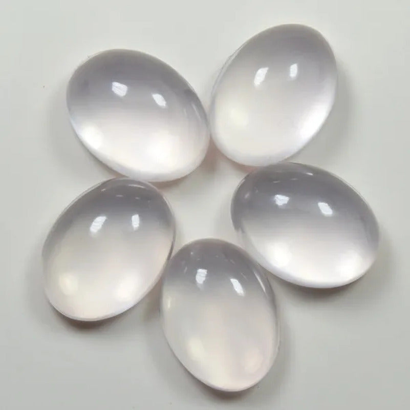 Original Rose Quartz Loose Gemstone Total 60 Carat 5 Pcs Lot Cabochon Oval Shape