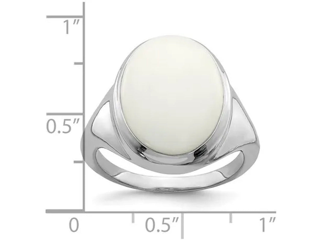 White Agate Ring in Polished Sterling Silver