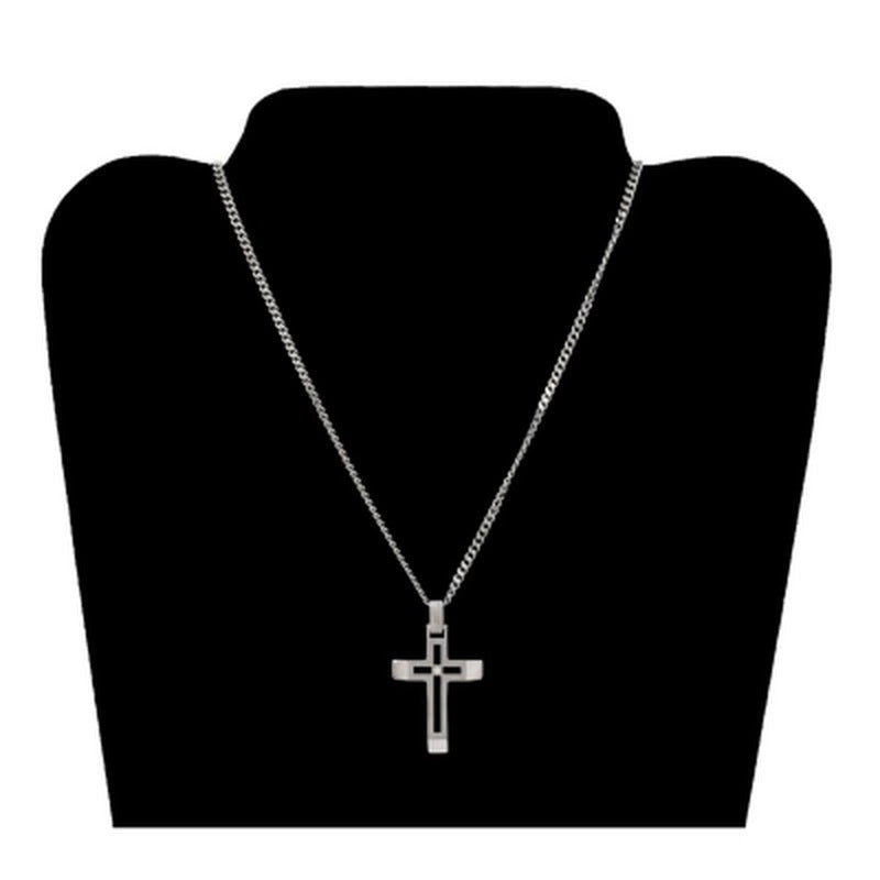 Sterling Cross Pendant with Diamond Accent