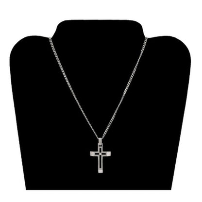 Sterling Cross Pendant with Diamond Accent