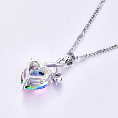 Heart - Shaped Gem Pendant Set with Diamond Simple Original Necklace Ring Neckla