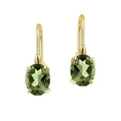 2.00 CTTW Genuine Peridot Leverback Earrings in 18K Yellow Gold