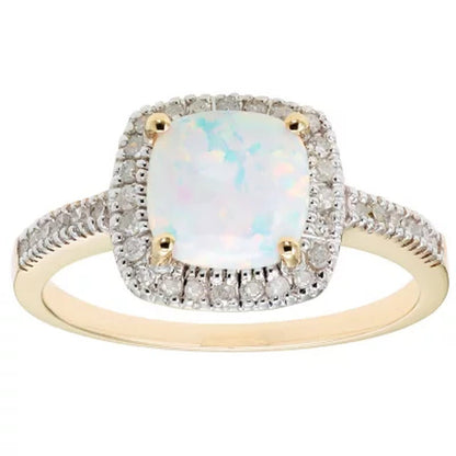 Lab Opal and 0.18 CT. T.W. Diamond Ring in 14K Gold