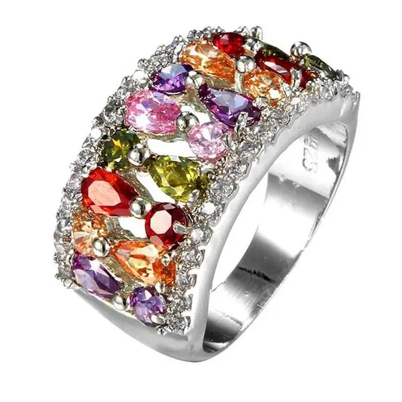2017 New Fashion 925 Sterling Silver Amethyst Ruby Topaz Peridot Sapphire Ring C