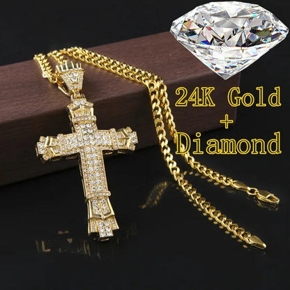 Tide Men'S 2018 Fashion Jewelry 24K Gold 925 Silver DIAMOND Pendant Stainless St