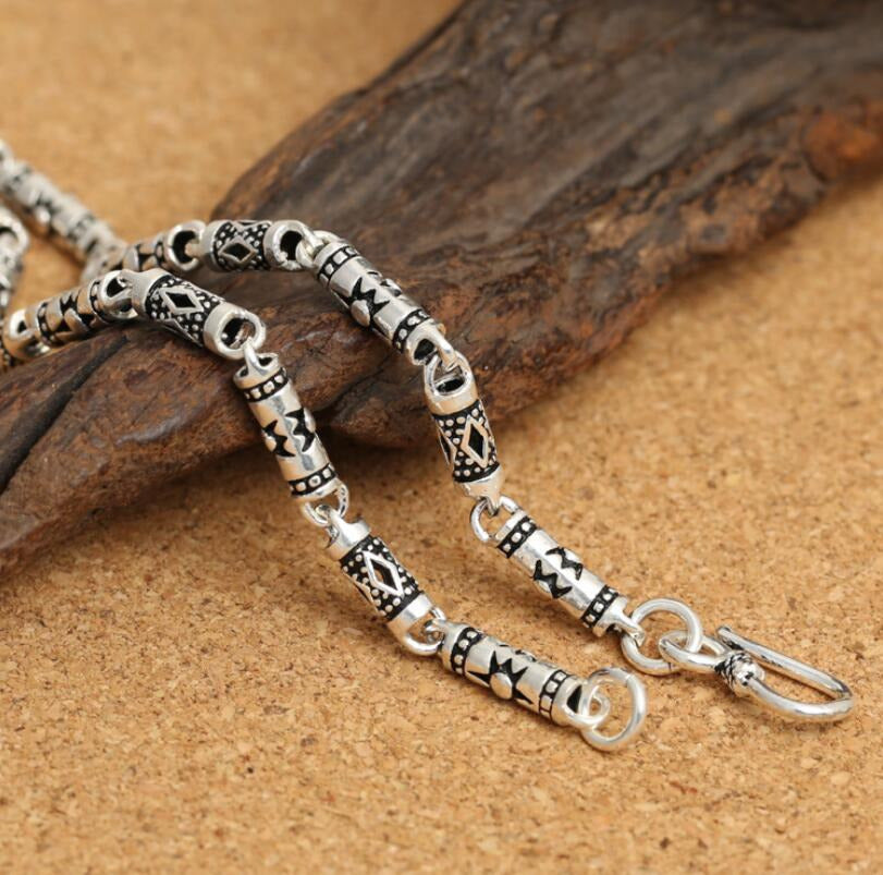 Pure Silver 4Mm Thick Cylinder Chain S925 Sterling Silver Classic Vintage