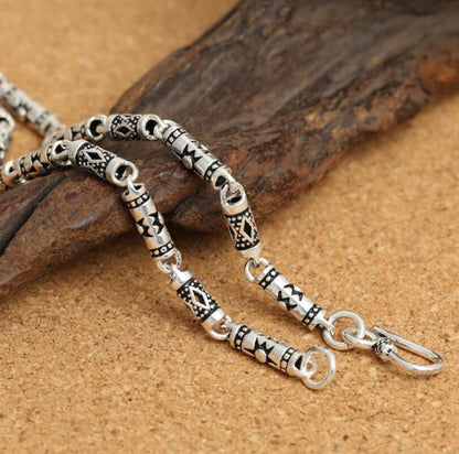 Pure Silver 4Mm Thick Cylinder Chain S925 Sterling Silver Classic Vintage