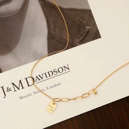 18K Gold Square Necklace Bracelet for Women