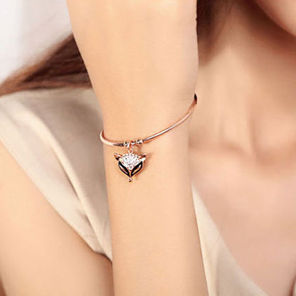 Vintage Rose Gold Bracelet Flash Diamond Opening Adjustable Bracelet for Women J