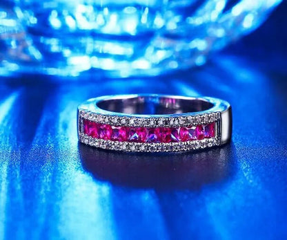 925 Silver Natural Ruby Gemstones Birthstone Bride Wedding Engagement Strange Ri