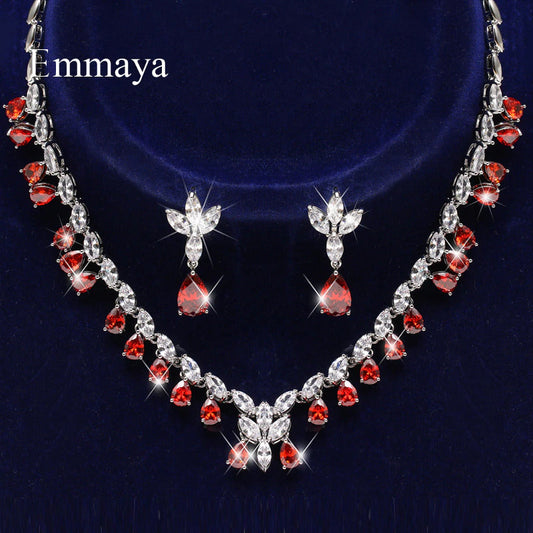 New Fashion Delicate Waterdrop-Shape Earring and Necklace for Women Three