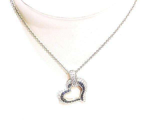 DIAMOND SAPPHIRE HEART PENDANT INCLUDED 16 INCH WHITE