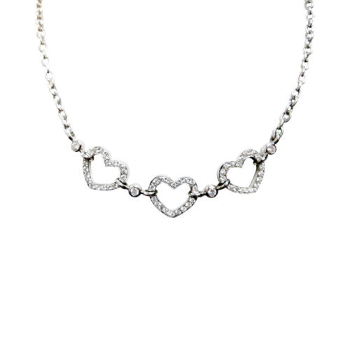 DIAMOND SET THREE HEART SHAPE PRONG BEZEL SET DIAMOND