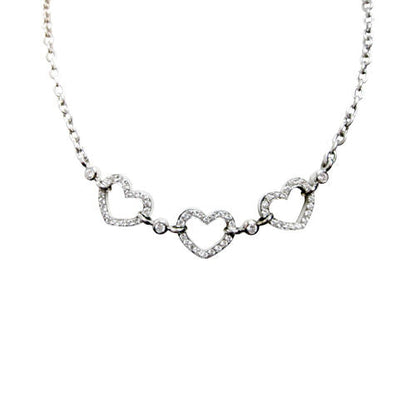 DIAMOND SET THREE HEART SHAPE PRONG BEZEL SET DIAMOND