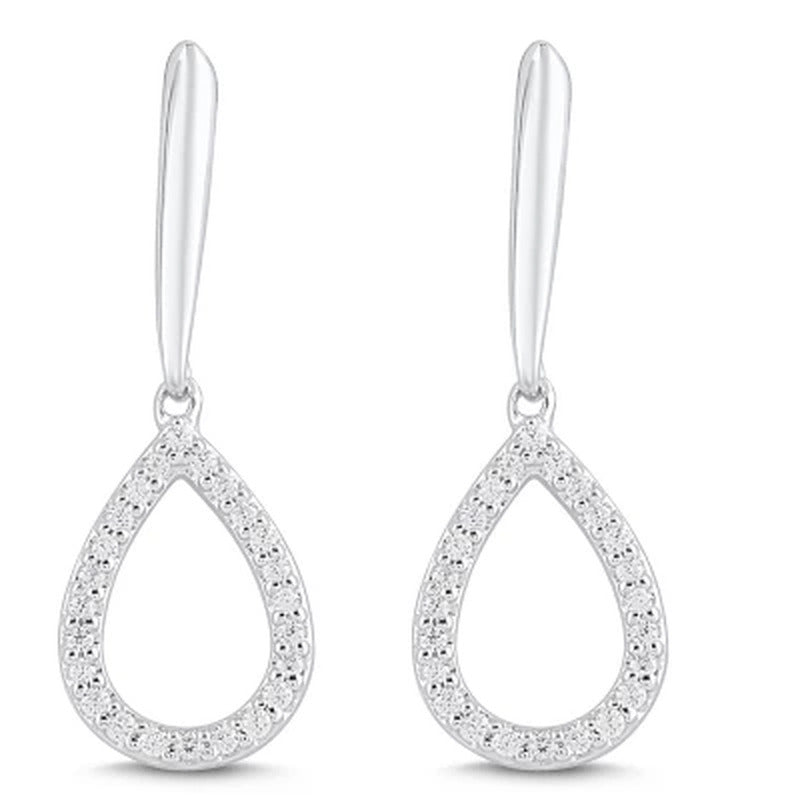 0.20 CT. T.W. Diamond Teardrop Dangle Earrings in 14K White Gold