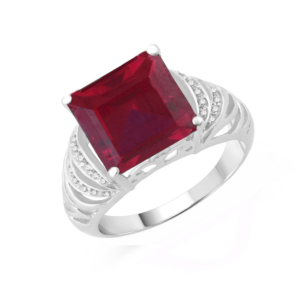 Sterling Silver with Ruby and White Topaz Cocktail Ring