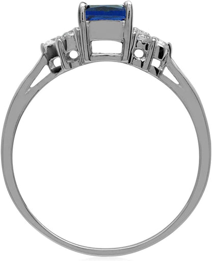 7X5Mm Octagon Shape White Gold Plated 925 Sterling Silver Engagement Ring
