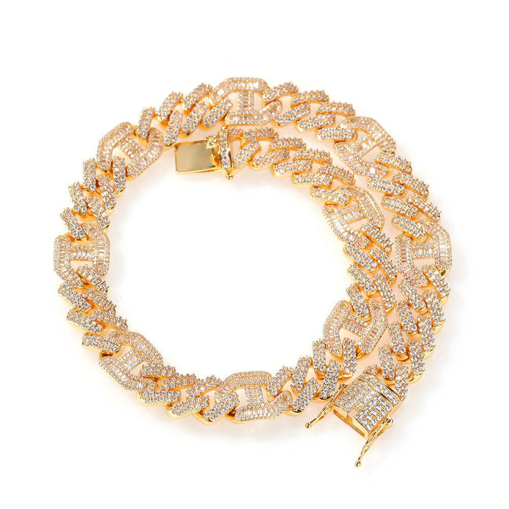 High Quality Full Diamond Men'S Hip Hop Necklace with Irregular Zircon