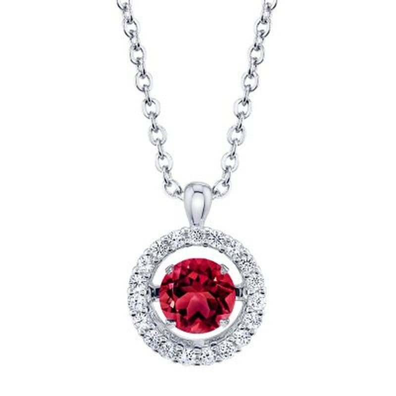 Dancing Lab Created Red Ruby Pendant and Earring Set in Sterling Silver