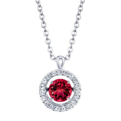 Dancing Lab Created Red Ruby Pendant and Earring Set in Sterling Silver