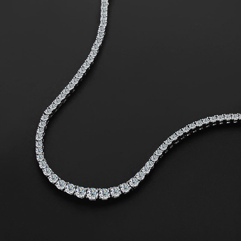 925 Sterling Silver Moissanite Tennis Necklace Diamond Luxury Plated 18K White