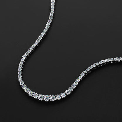 925 Sterling Silver Moissanite Tennis Necklace Diamond Luxury Plated 18K White