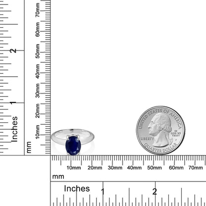 925 Sterling Silver Blue Sapphire Women'S Solitaire Ring (2.50 Cttw, Oval 9X7MM,