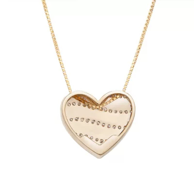 0.10 CT. T.W. Diamond Stripe Heart Pendant in 14K Yellow Gold