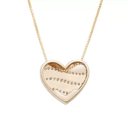 0.10 CT. T.W. Diamond Stripe Heart Pendant in 14K Yellow Gold