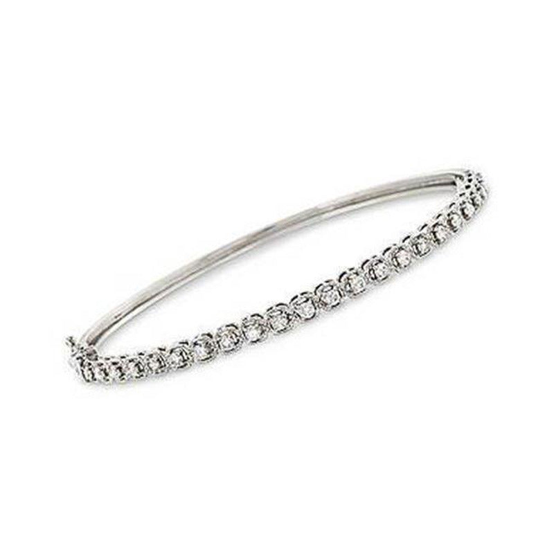 30103 3.60 CT Womens round Diamond Bangle Bracelet - White Gold
