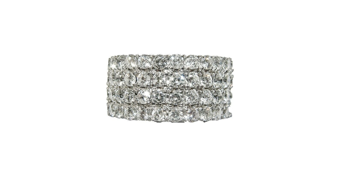 2.80 CT DIAMOND ROUND BRILLIANT SHAPE 4 ROW SET HALF WAY SET BAND 18 K GOLD