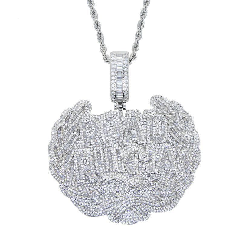 Large Size Letter Road Runna Pendant Full of Diamonds