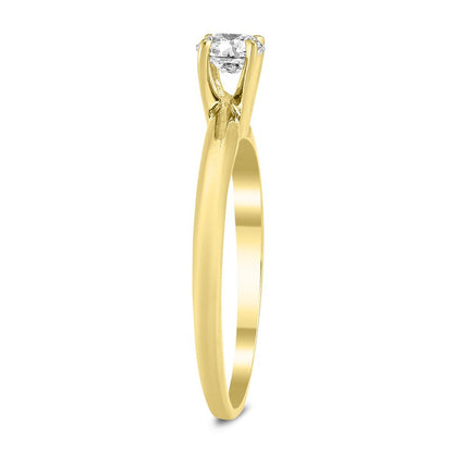 1/3 Carat round Diamond Solitaire Ring in 14K Yellow Gold (J-K-L Color, I2-I3 Cl